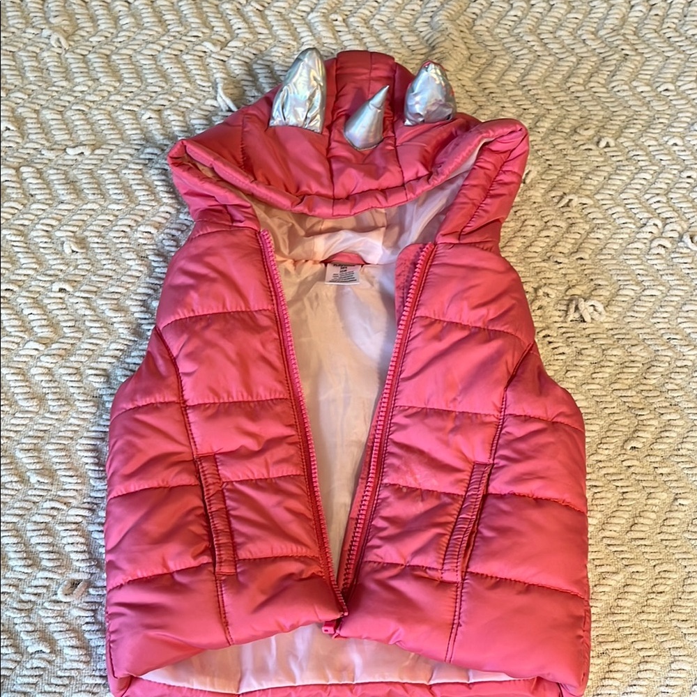 Pink Puffer Vest with Silver Accents